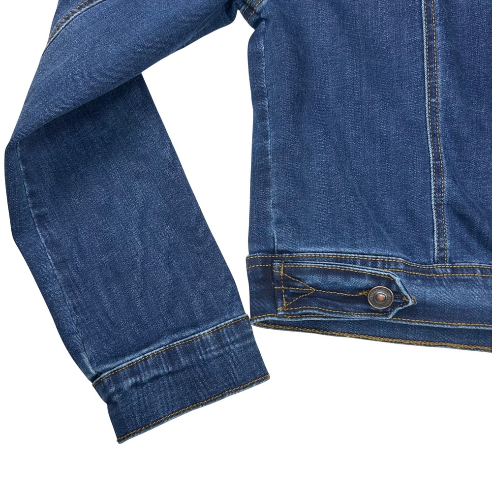 Wax Jean Womens Dark Wash Stretch Denim Trucker Jacket Size M - Picture 8 of 8